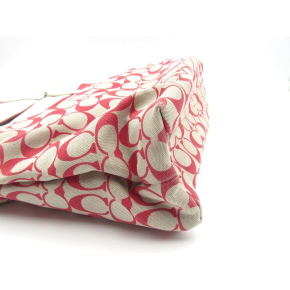 EUC Coach Signature Stripe Tote Bag Style 29426 – Khaki/Red - Picture 5 of 7